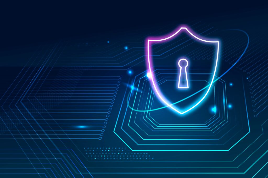 Digital shield representing real-time continuous threat monitoring and AI-driven application security